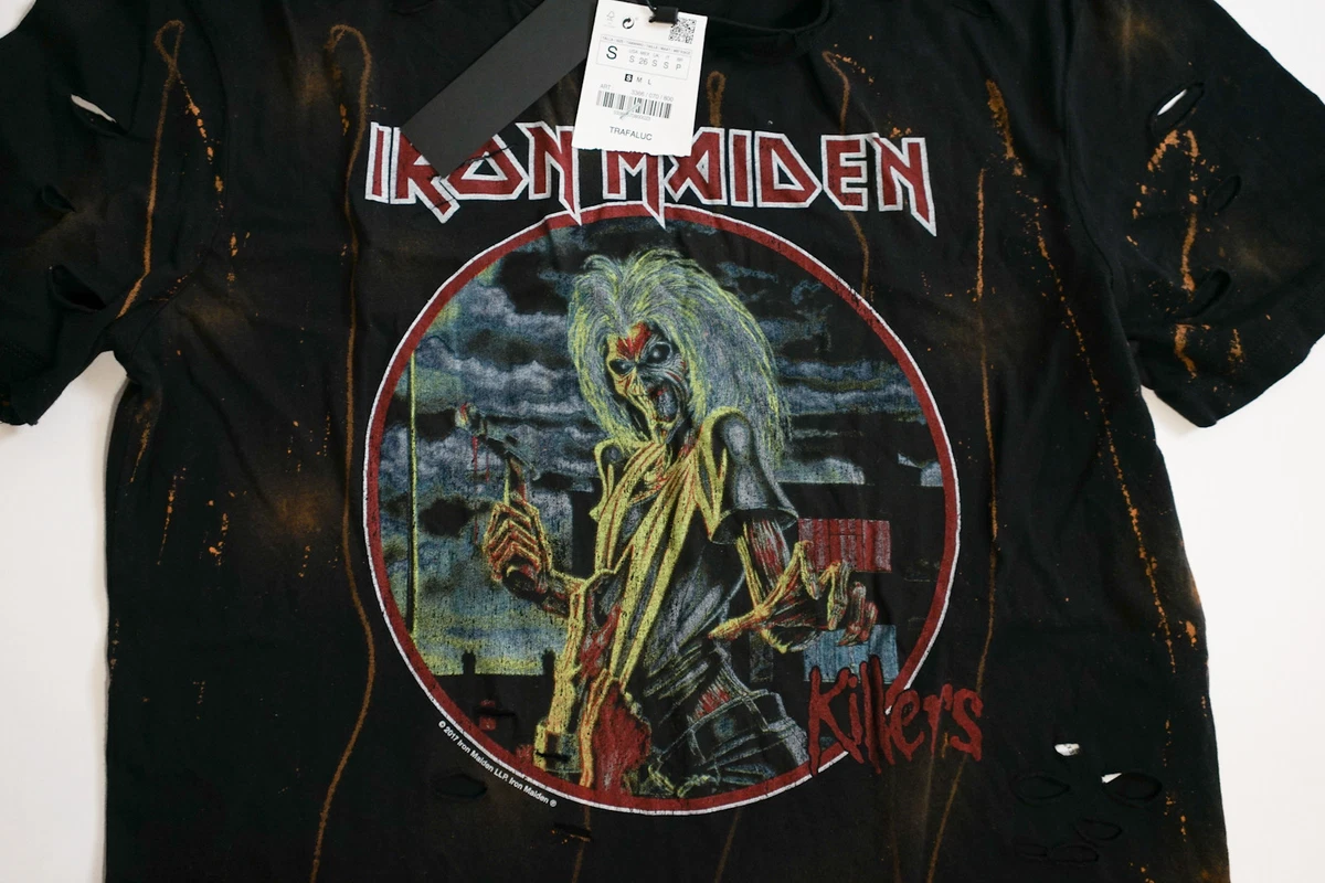 Iron Maiden Graphic Mens shirt Distressed Ripped Killers Holes Small