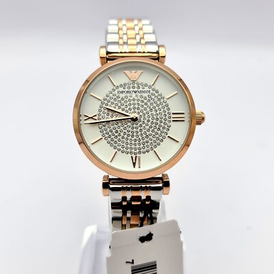 NEU EMPORIO ARMANI GIANNI T-BAR AR1926 GOLD & SILBERFARBENE DAMENUHR