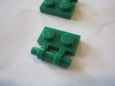 Lego Lot 2 Green 1x2 plates With Side Bar Handle For Clips, 2540 (028-68)