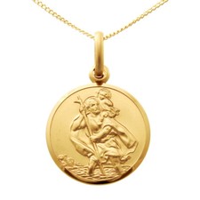 9ct Gold St Christopher Pendant Necklace with 18" 9ct gold chain and gift box