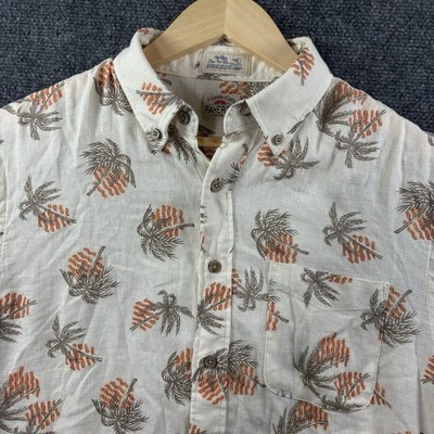 FAHERTY The Breeze Shirt Mens M White Sunlit Palm Waves Hawaiian AOP Camp Linen