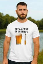 Breakfast of Legends Meme Shirt Adult Humor T-Shirt– Funny Beer & Cigarette Tee