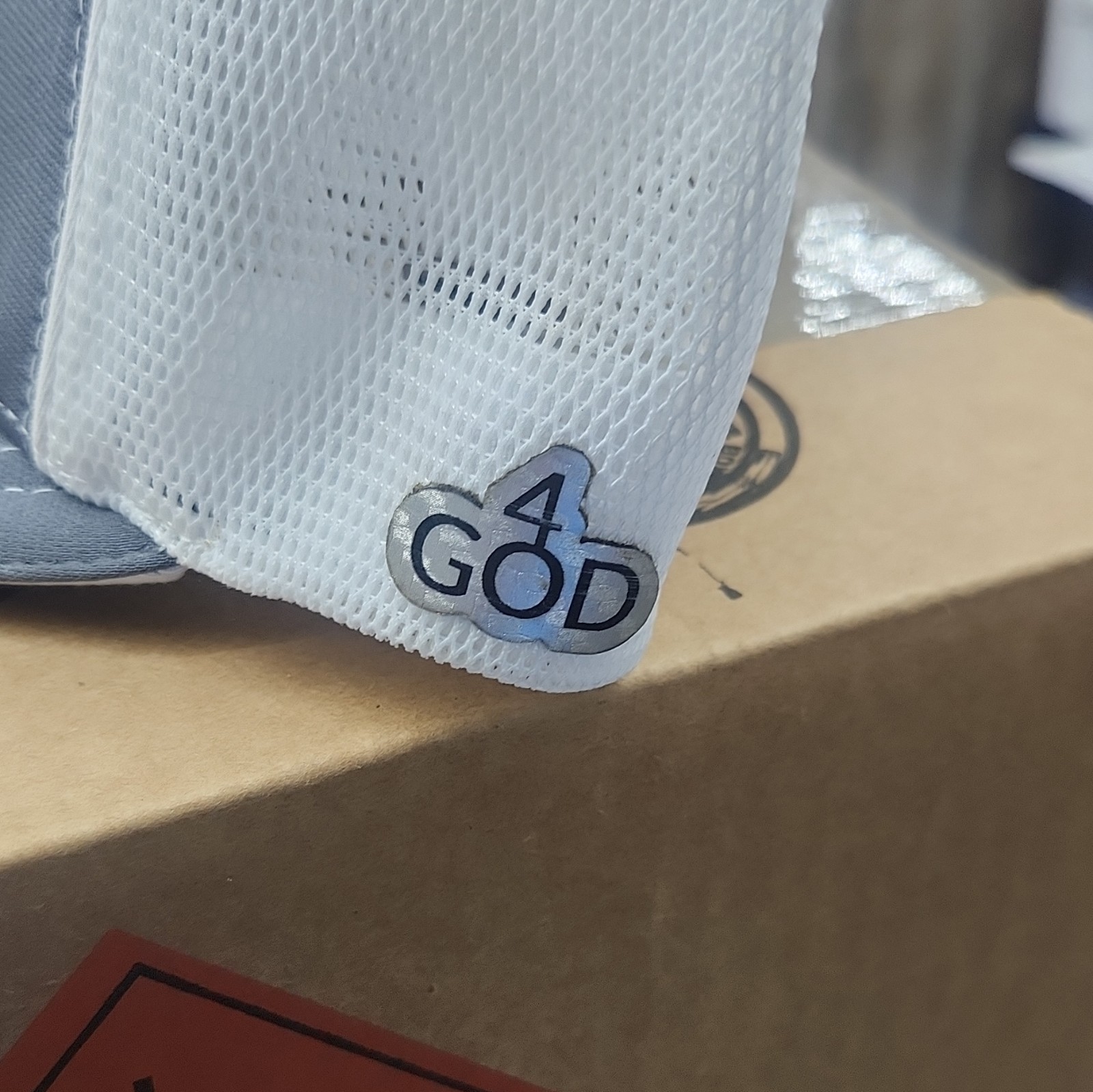 Richardson Trucker Hat Gray/White Mesh Back Stretch Fit L/XL Religious Patch