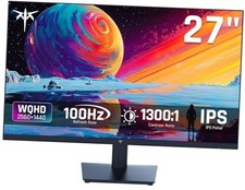 27 Inch QHD 2560  1440 100Hz Computer Monitor - IPS Panel, Anti-Blue Light