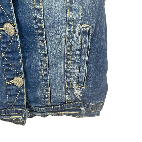 Girls Wallflower Jean Vest Size S Faded Distressed Denim Top Metal Buttons - Picture 8 of 15