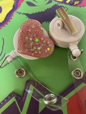 CNA MA Nurse Teacher RN Name Badge Holder Clip Retractable reel Heart