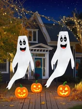 Halloween 43" Windsocks Hanging Ghost Flag Wind Sock Home Yard Outdoor Decor