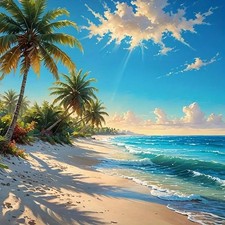 Beach Coconut Tree Diamond Art Painting Kits for Adults, Diamond Painting Kits f