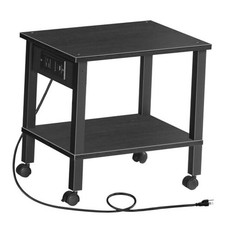 2-Tier Printer Stand with Charging Station, Under 15"L x 11"W x 12.5"H Black