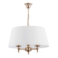 HäNgelampe Pendelleuchte Rund Ø 50Cm Stoff Metall 3X E14 In Gold Weiß Jugendstil