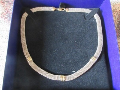 Milor Italy Sterling Silber Mesh Halskette mit Goldakzenten, 42 cm