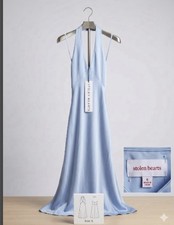Stolen Hearts Gown Dress Periwinkle Light Blue Halter Neck Size S NWT Brand New
