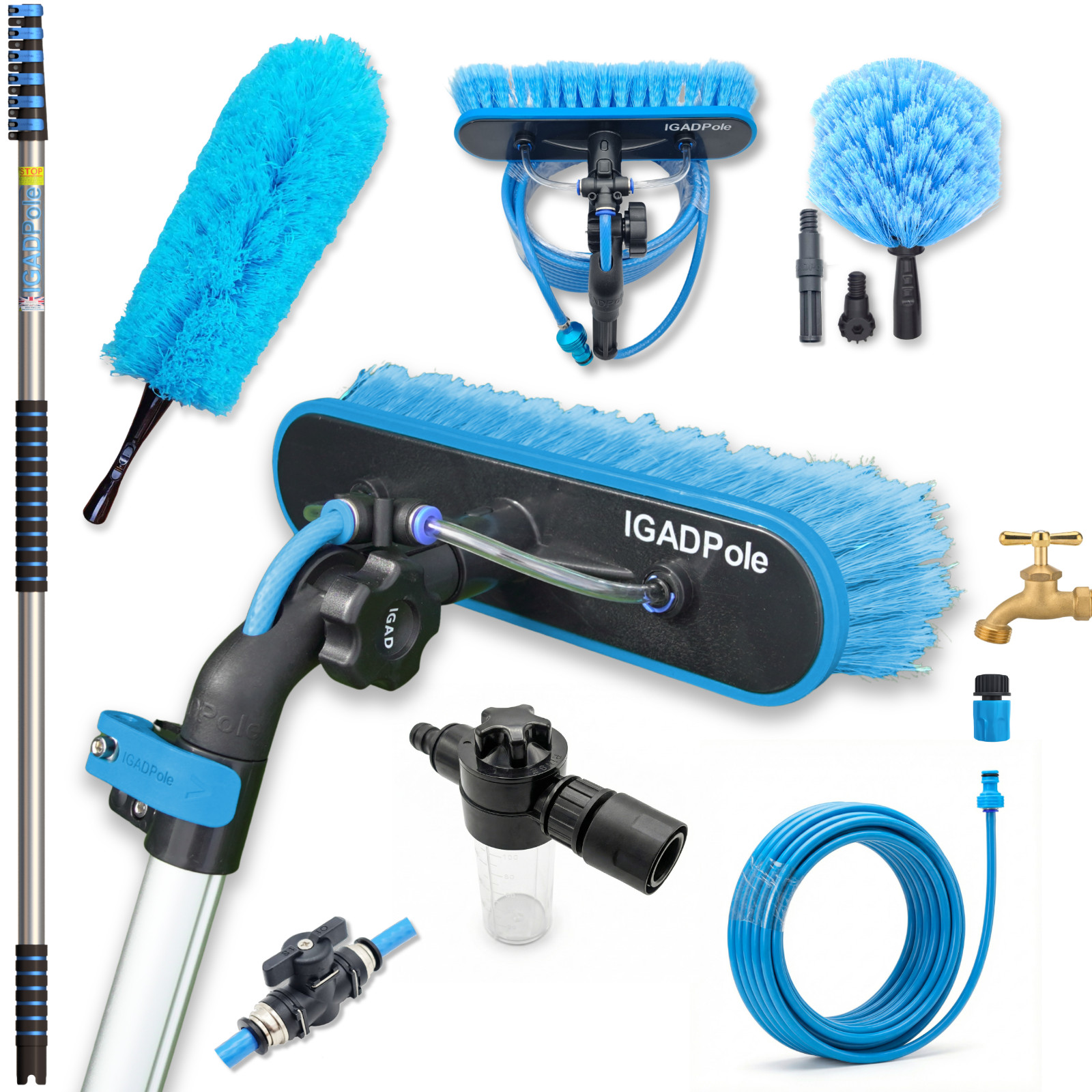9m (30ft) Washing Kit: Water-fed Brush, Cobweb Duster, Soap Dispenser