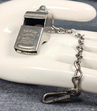 Early 1900's Whistle Acme Thunderer N.S.MEYER Made in England & Orig. Chain