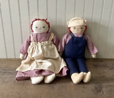 Vintage Raggedy Ann and Andy Cloth Dolls Ragdolls Country Primitive Folk Art 13  