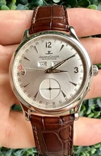 JAEGER LECOULTRE STAINLESS MASTER CONTROL CALENDAR TRIPLE DATE WATCH 140.8.87
