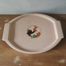 Petit Plateau En Céramique De Longwy Décor Coq / Beurrier? / Réf A386