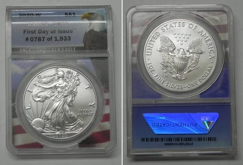2020 W  American 1oz Silver Eagle - ANACS SP70 First Day  #0889