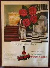 1956 FOUR ROSES Whiskey Vintage Print Ad