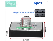 4pcs Car Lift Rectangular Rubber Tray Heightening Feet Pads Shaft diameter 32mm
