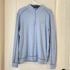 Masters Tech Mens Size M Light Blue Pullover 1/4 Quarter Zip Golf Performance