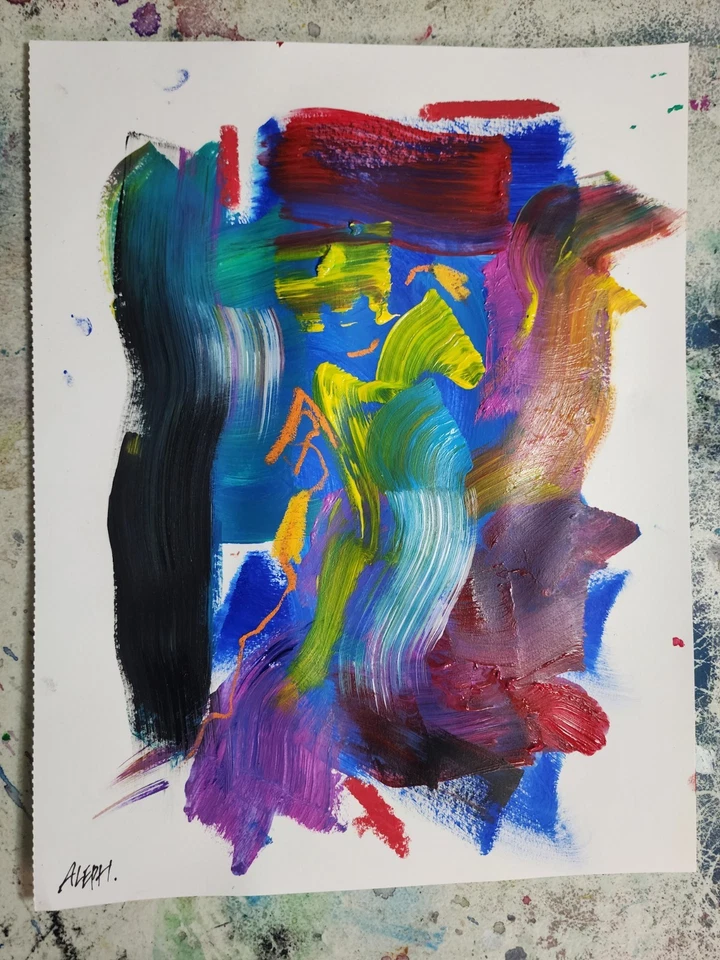 Arte Original Overtone 14x11 Abstracto Expresionista Pintura Original Sobre Papel Foto 3 de 4