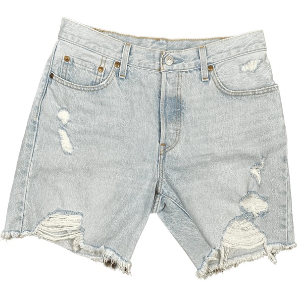 Levis 501 Distressed Light Wash Denim Shorts - Size 28