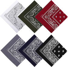 100 Cotton 27 x 27 inches Large Bandanas, Set of 6