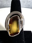 Vintage  Unique Modern Sterling Silver 925 Large Amber Ring  Size 8.25-8.5