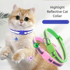1PC Reflective Nylon Collar With Bell Cat kitten Small Dog Puppy Pet Adjustable