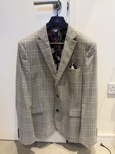 Men Next Tartan Grey Tailored 2 Piece Suit And Bag