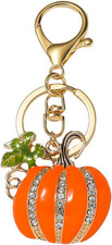 Pumpkin Bag Charm for Womem Thanksgiving Rhinestone Keychain Pumpkins House Mapl