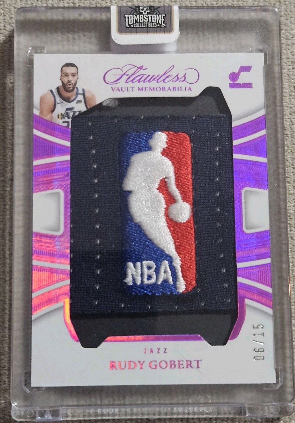 2024-25 Flawless Vault Rudy Gobert Vault Memorabilia Game Used Logoman /15 Jazz view 1
