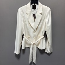 The Limited Ivory Cream Jacket Blazer NWT size L MODERN 2 button Lined Belted