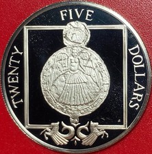 1988 BRITISH VIRGIN ISLANDS $25 PROOF .64 OZ SILVER RELIGIOUS MEDALLION ANGEL RR