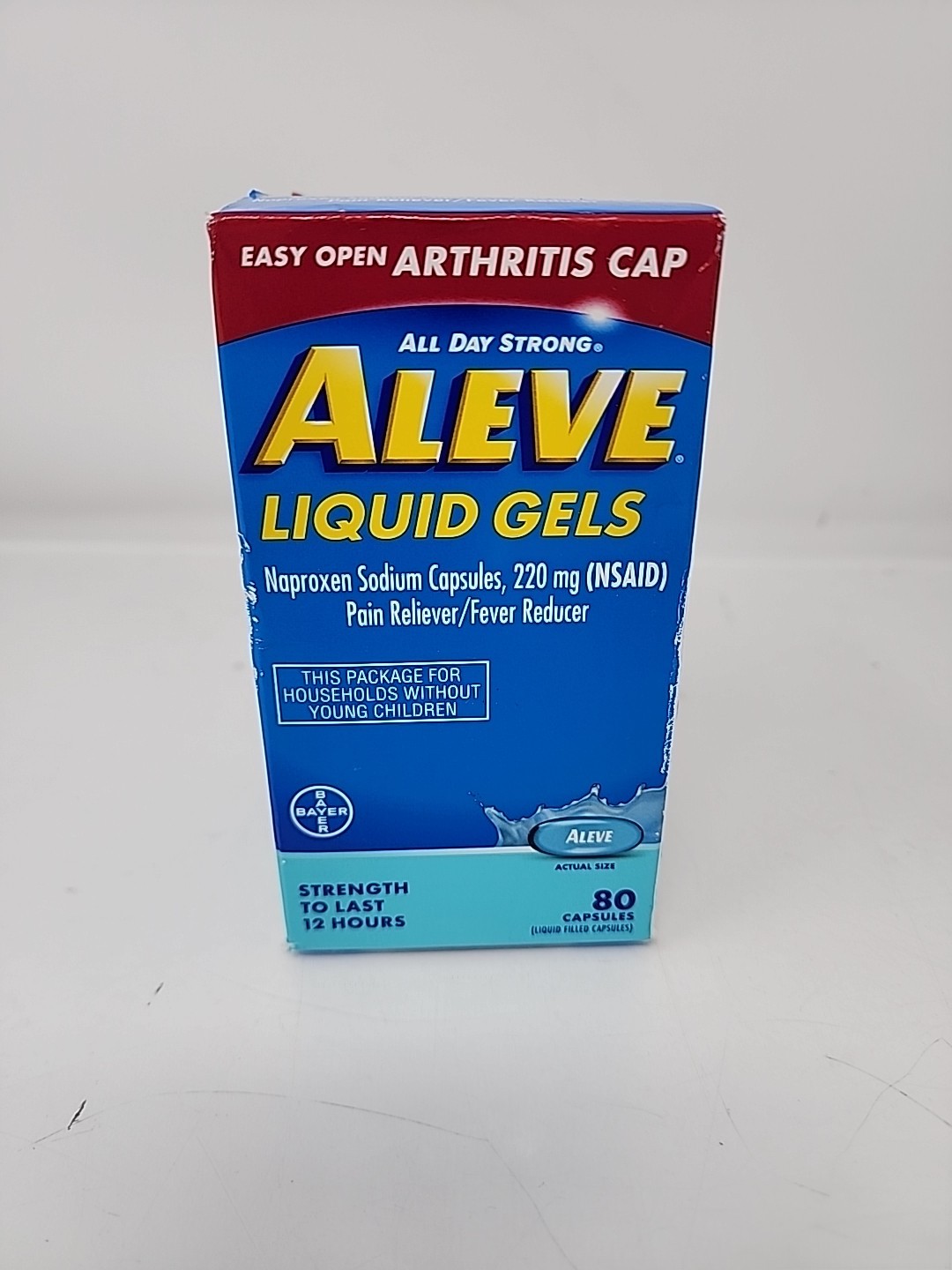 Aleve  Naproxen Sodium Liquid Gels Easy Open Arthritis Cap  80 Count BB: 07/26