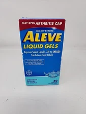 Aleve  Naproxen Sodium Liquid Gels Easy Open Arthritis Cap  80 Count BB: 07/26