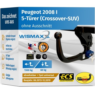 ANHÄNGERKUPPLUNG vert. abnehmbar für Peugeot 2008 I CU 13-19 AHK+7pol E-Satz ABE