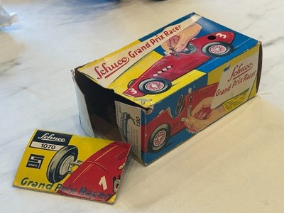 Schuco Grand Prix Racer 1070 Red Wind-Up Tin Car w/ Box Key Works