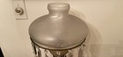 Hollywood Regency Brass Base Frosted Hurricane Shade Antique Table Lamp Crystals — photo 5