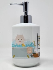 White Pomeranian Ceramic Soap Dispenser Hand Soap Dispenser Pump Bottles for