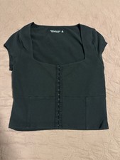Abercrombie & Fitch Black Corset-Style Button...