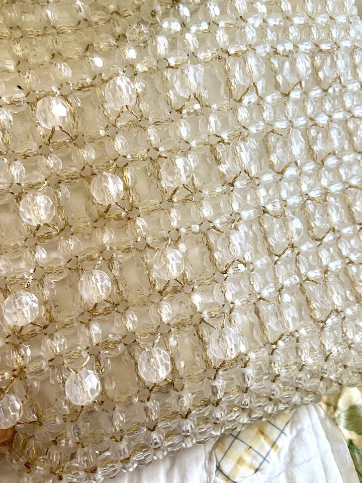 RARO Bolso de Mano de Novia Walborg Hilo de Oro Baquelita Austriaco Con Cuentas Foto 3 de 4