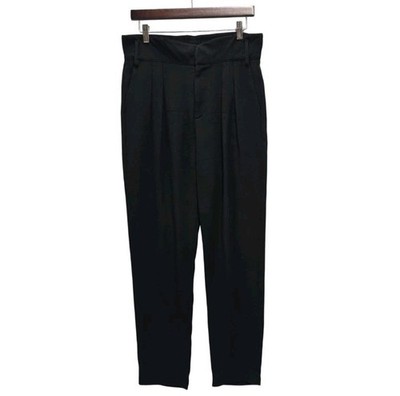  Sezane Austin Trousers Black Pants Womens US 6 FR 38 Pleated High Waist Office