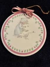 Vtg Precious Moments 1990 Christmas Enesco Round Ornament #229823