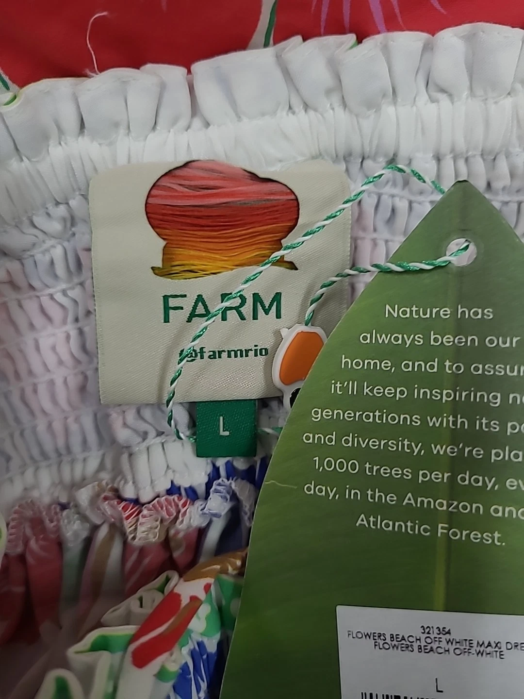 OFF WHITE Maxi abito smanicato nuovo Farm Rio fiori spiaggia bianco sporco taglia large