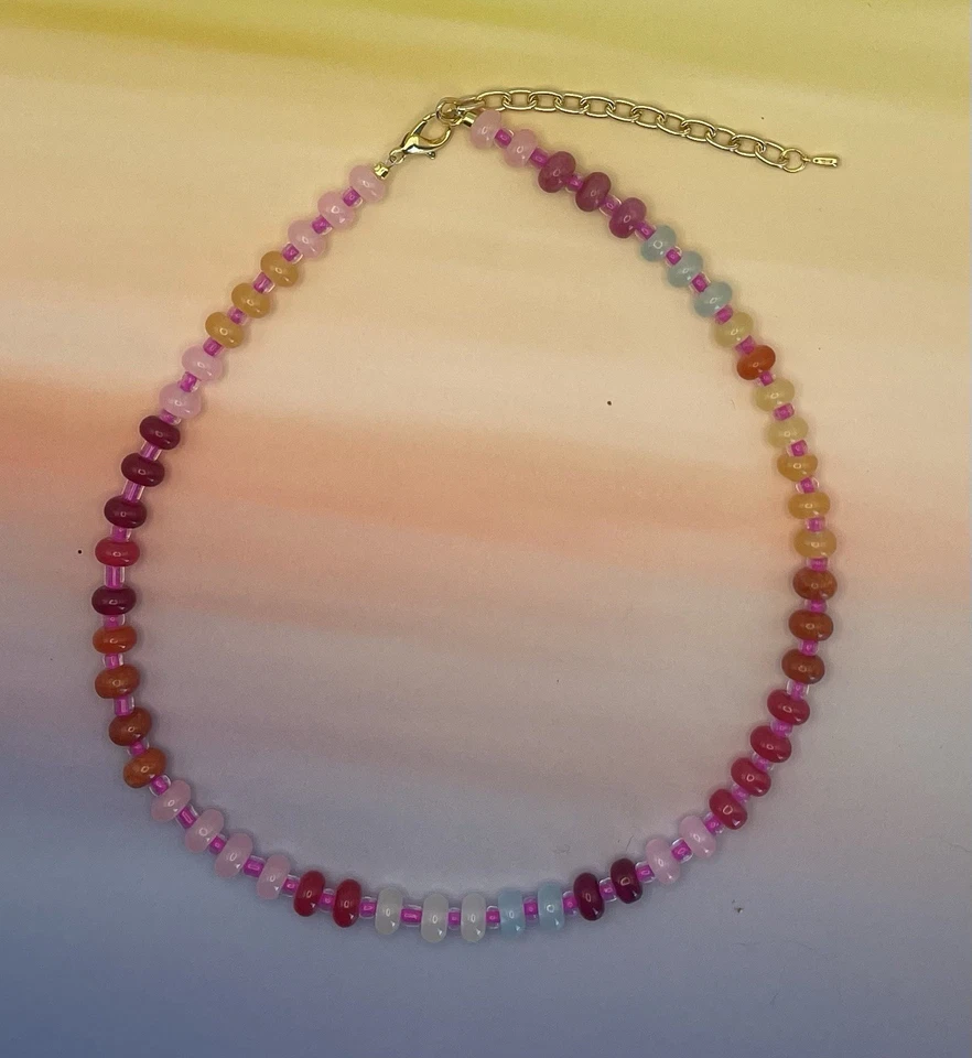 Gargantilla de piedras preciosas inspirada en Anthropologie arco iris Foto 3 de 4