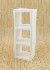 Maison de Poupée Unité 3 Cubes Bibliothèque Étagères Blanches Moderne 1:12