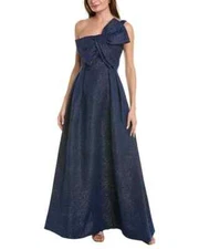 Teri Jon by Rickie Freeman Jacquard Bow Gown $870 Size 8 # 12B 2134 Blm