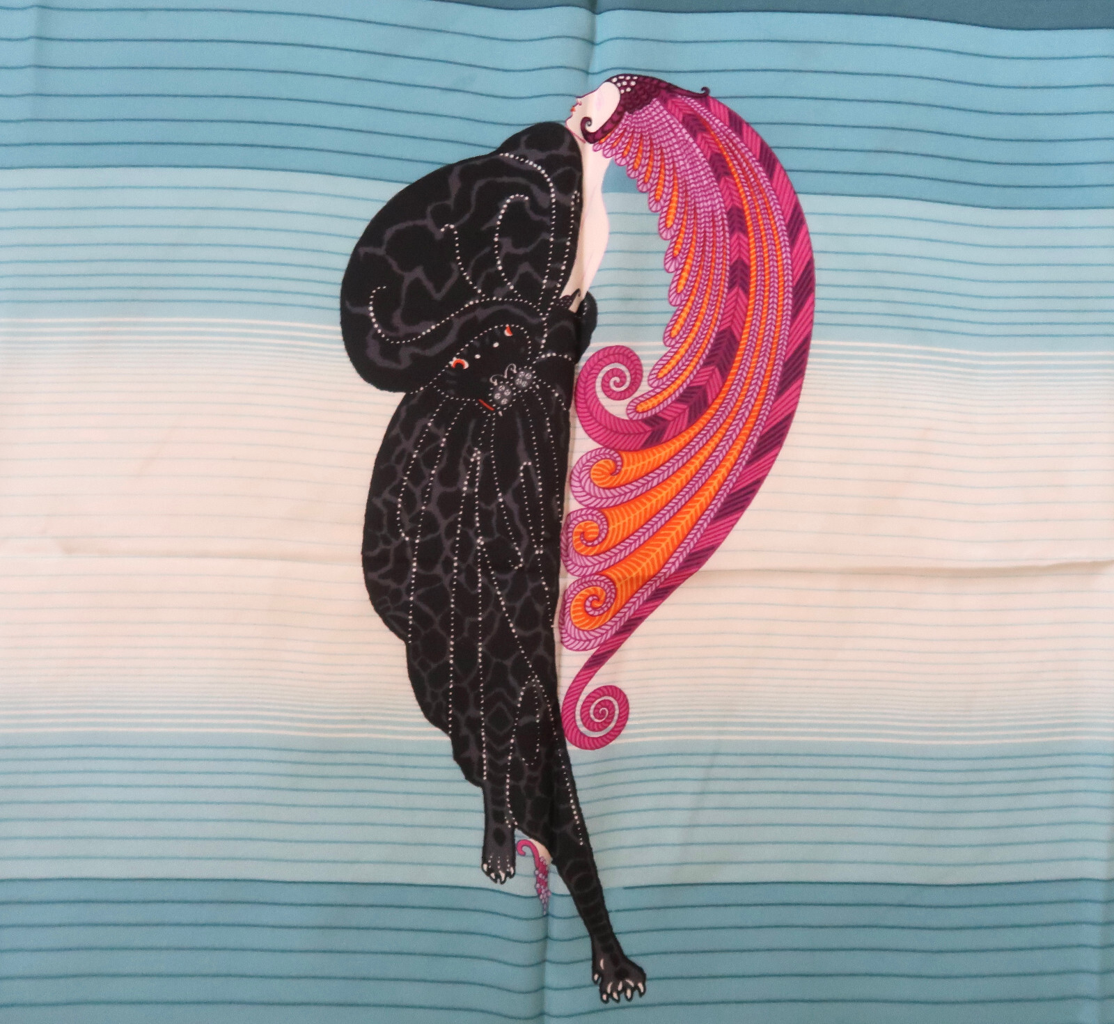 ERTE silk scarf Beauty and the Beast vtg 80s - image 2